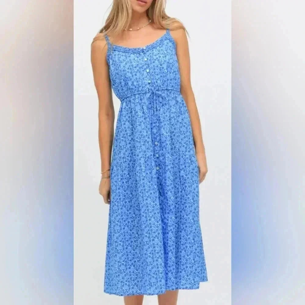 Electric & Rose x Anthropologie Quinn Pansy Floral Whimsical Midi Slip Dress XS - Picture 7 of 7
